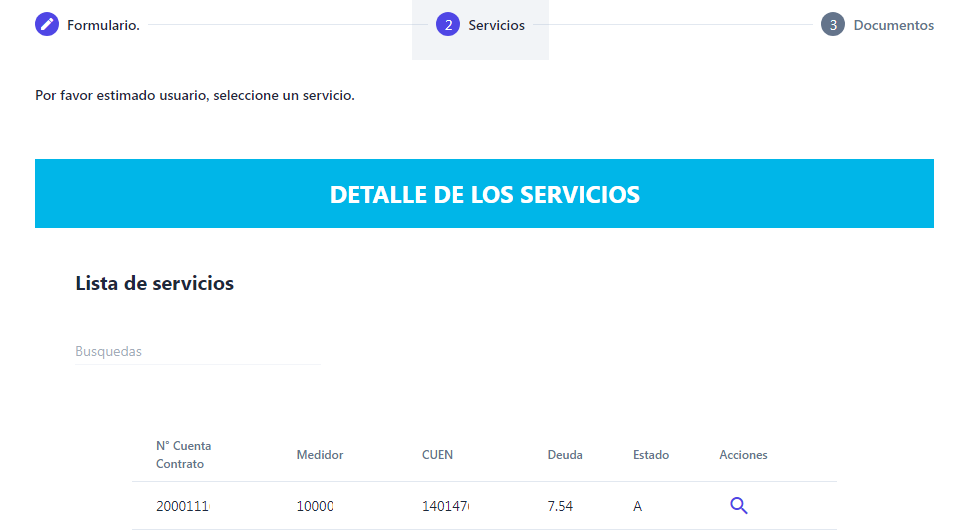 Detalle de servicios EEQ