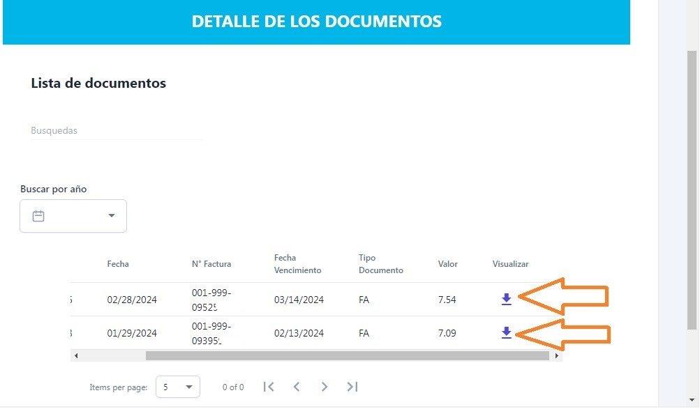 Detalles de documentos planilla de luz quito